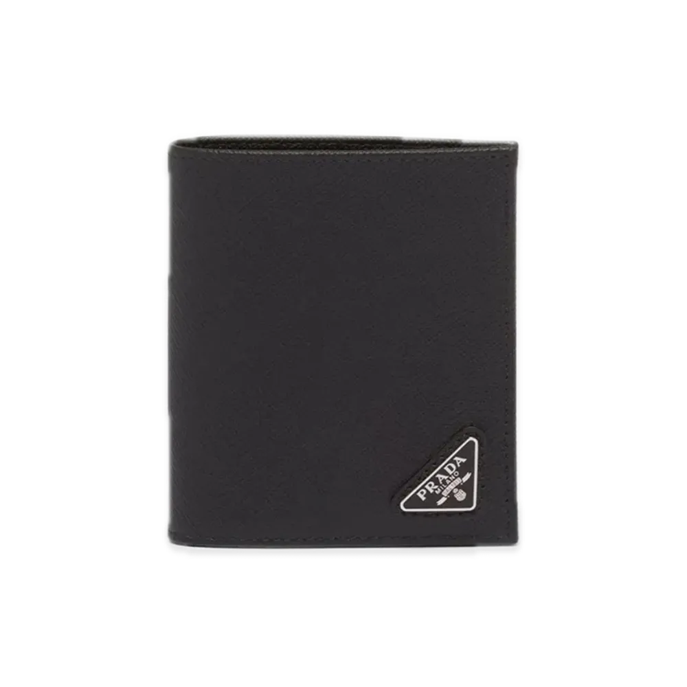PRADA Saffiano Triangle Wallet "Black"