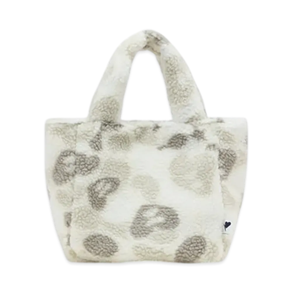 A BATHING APE APEE Camo Sherpa Mini Tote Bag "Ivory"
