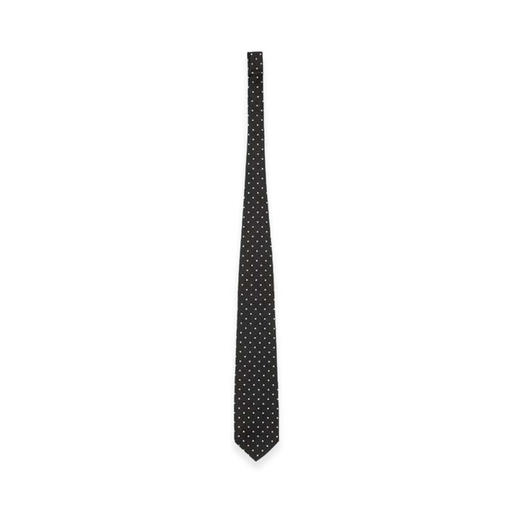 JUNYA WATANABE MAN Silk Dot Pattern Tie (8.5cm) "Black/White"