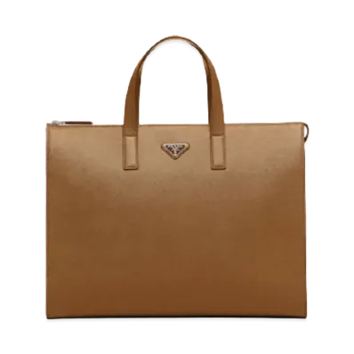 PRADA Saffiano Leather Tote "Brown"