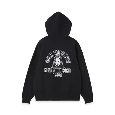 X-Girl Women's Arch Logo And Face Patch Zip Up Sweat Hoodie "Black"