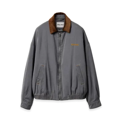 MIU MIU Women's Velvet Collar Chambray Jacket "Gray"