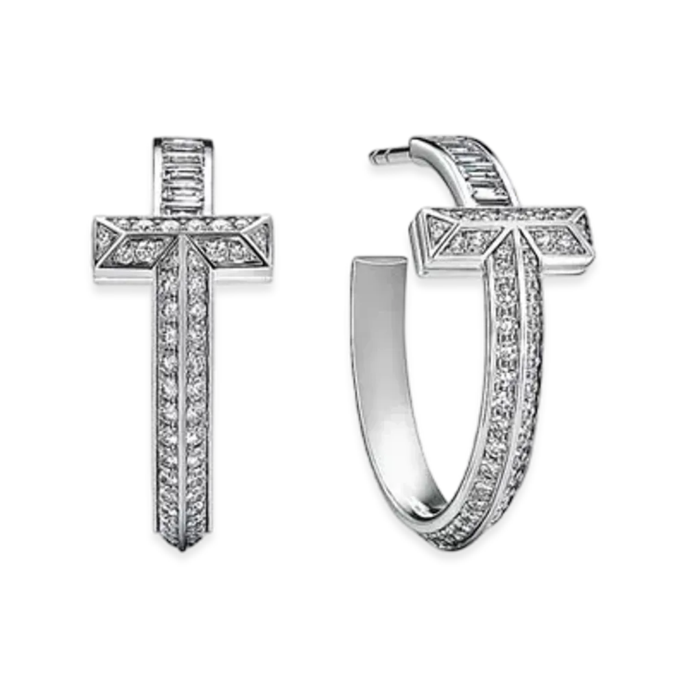 Tiffany & Co. Tiffany T T1 Earrings with Pave Diamonds "White Gold"