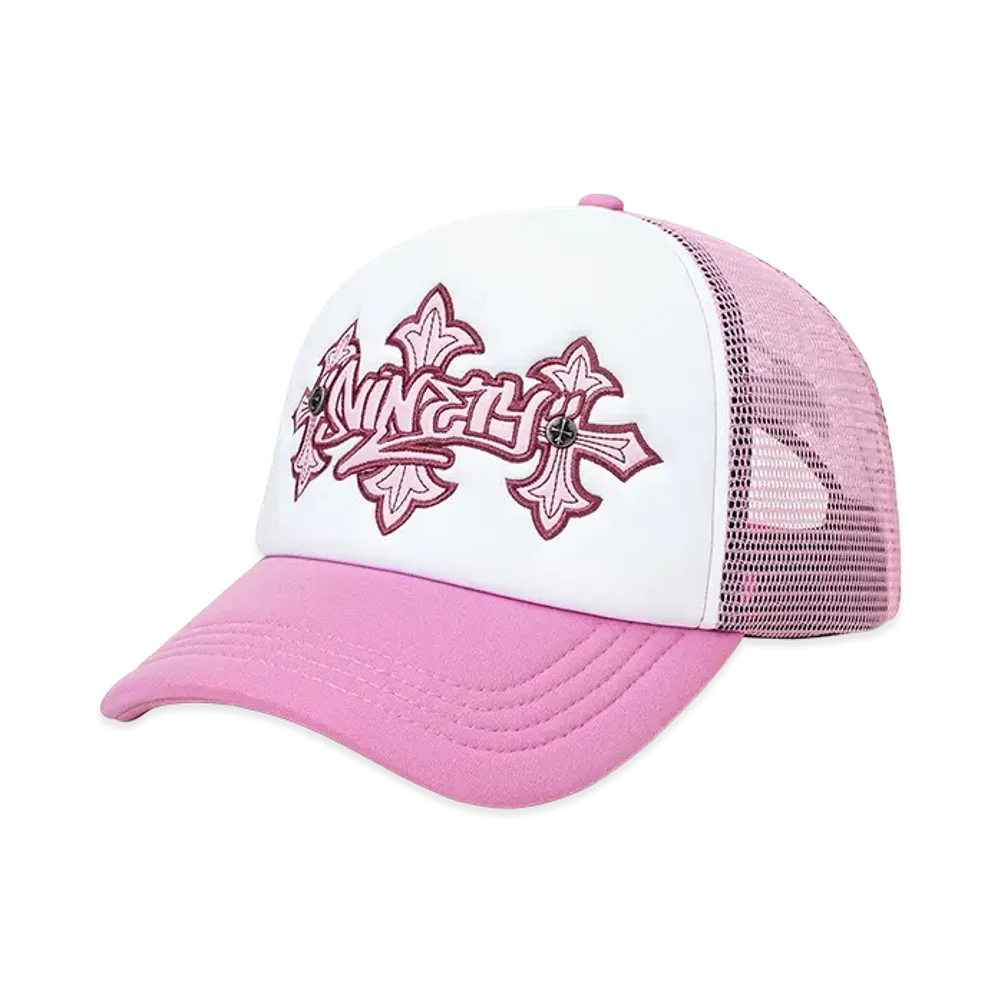SUPPLIER x 9090 Cross Leather Patch Mesh Cap "Pink"