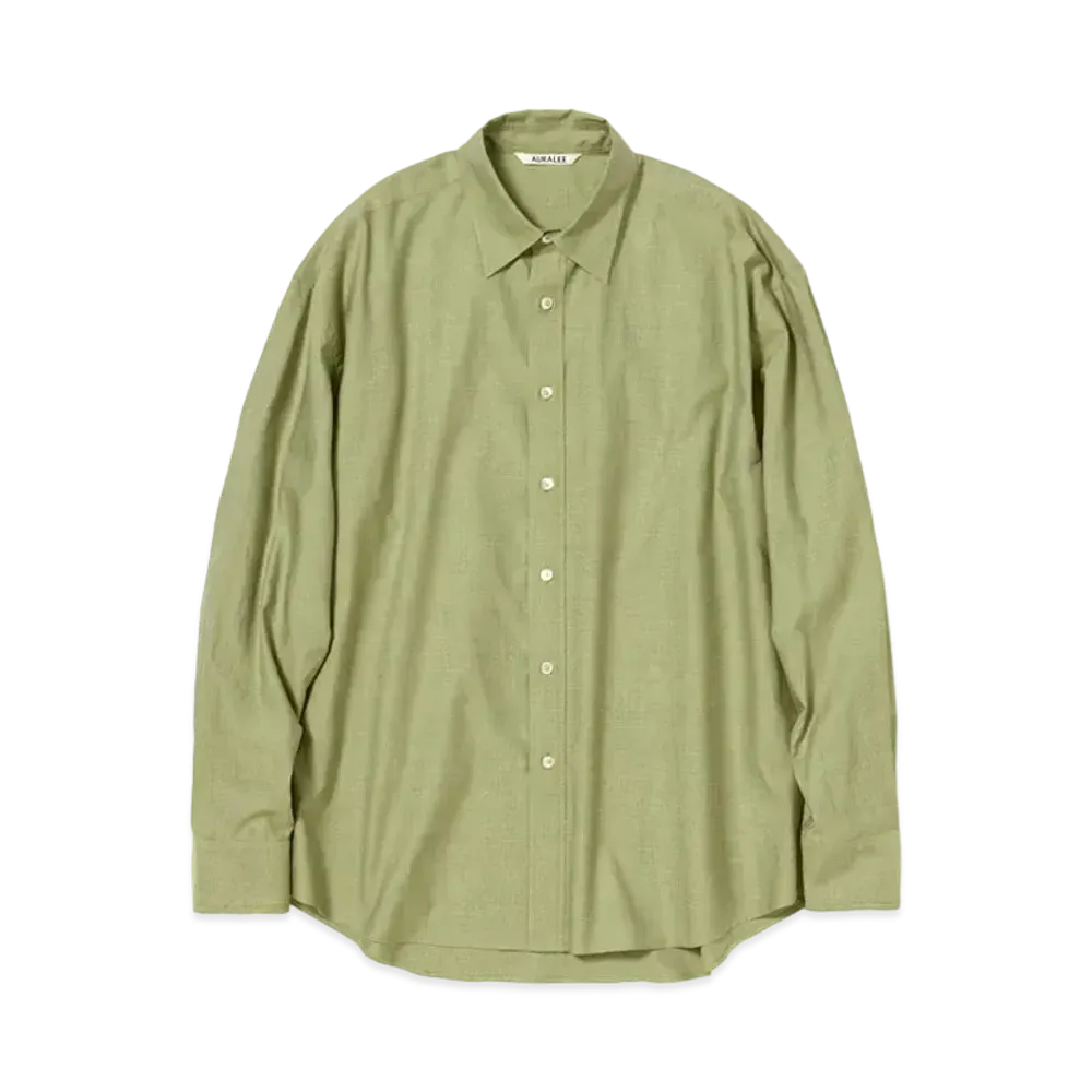 AURALEE FINX OX CHAMBRAY SHIRTS "Yellow Grey"