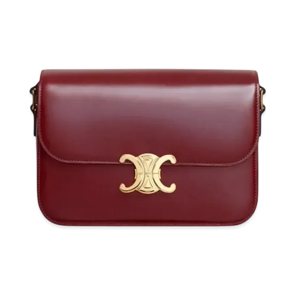 CELINE Classique Triomphe Bag in Shiny Calfskin "Light Burgundy"