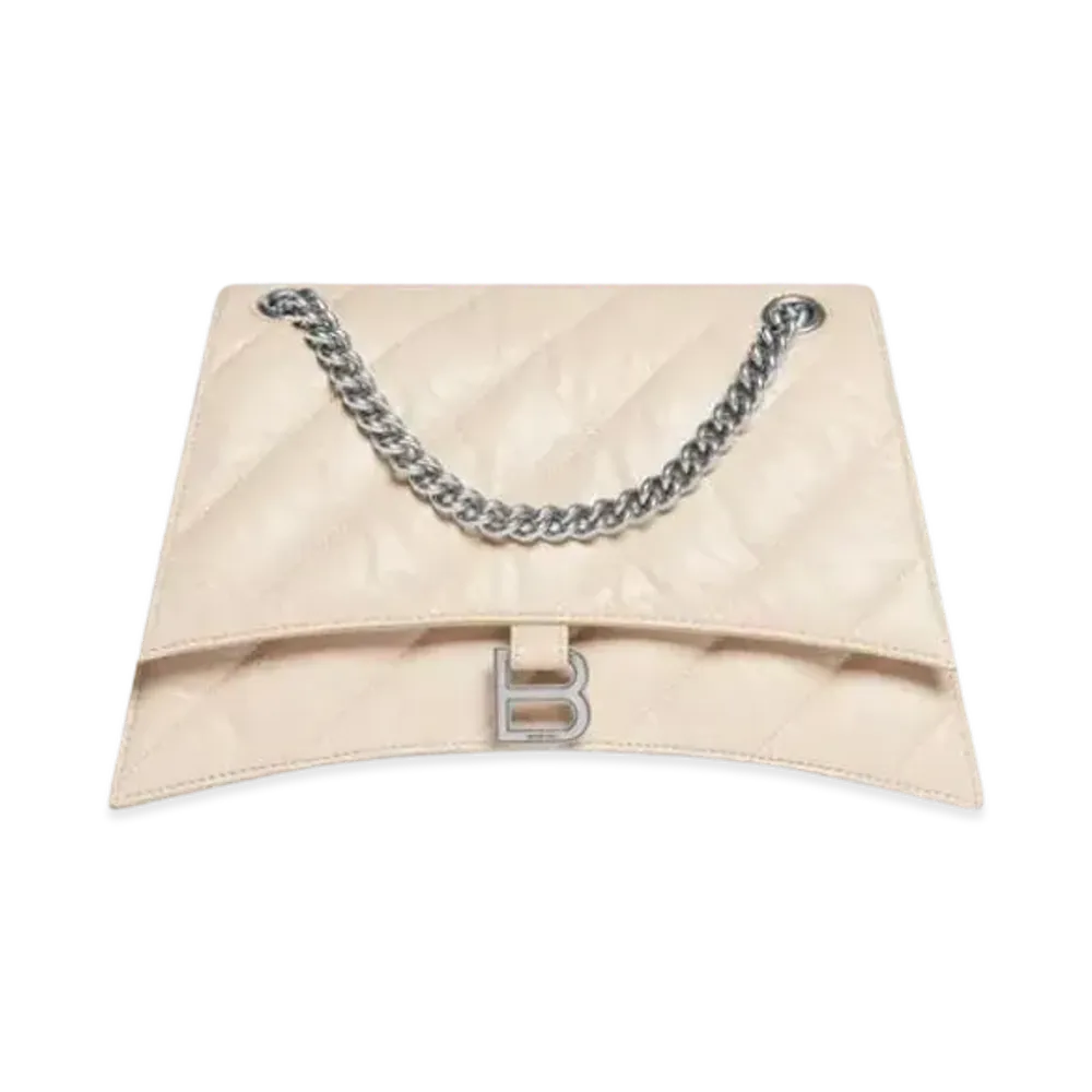 BALENCIAGA Crush Medium Chain Bag Quilted "White"