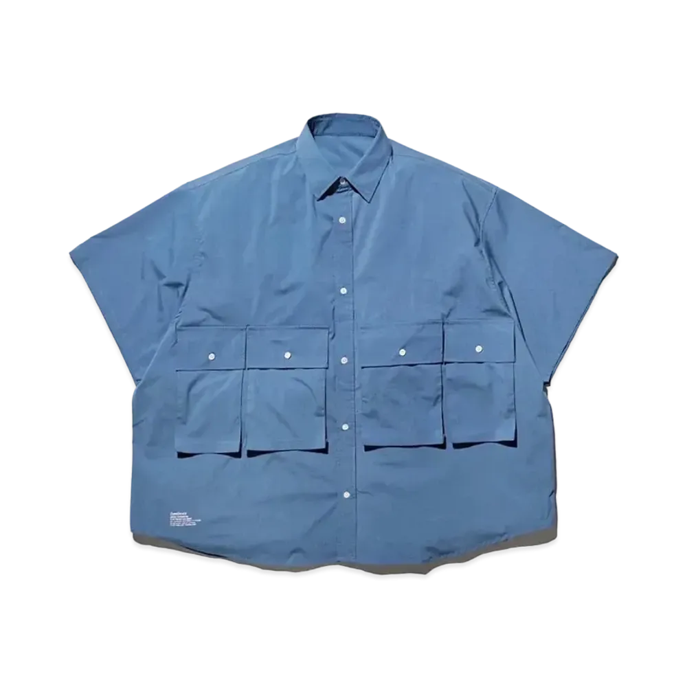 FreshService Micro Typewriter Flap Pocket S/S Shirt "Blue"