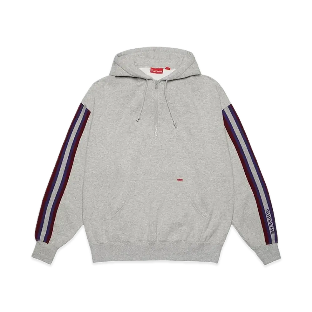 Supreme Half Zip Hooded Sweatshirt "Heather Grey"