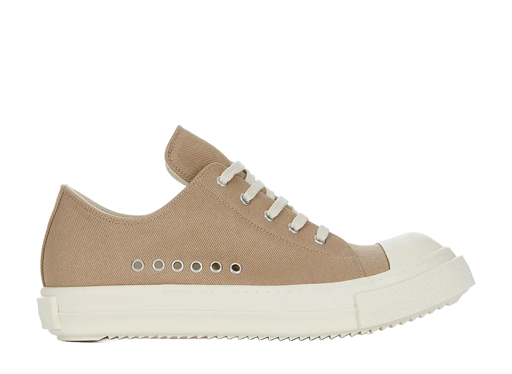 Rick Owens DRKSHDW SS26 Temple Extreme Low Sneaks 13oz Overdyed Denim "Flesh/Milk"