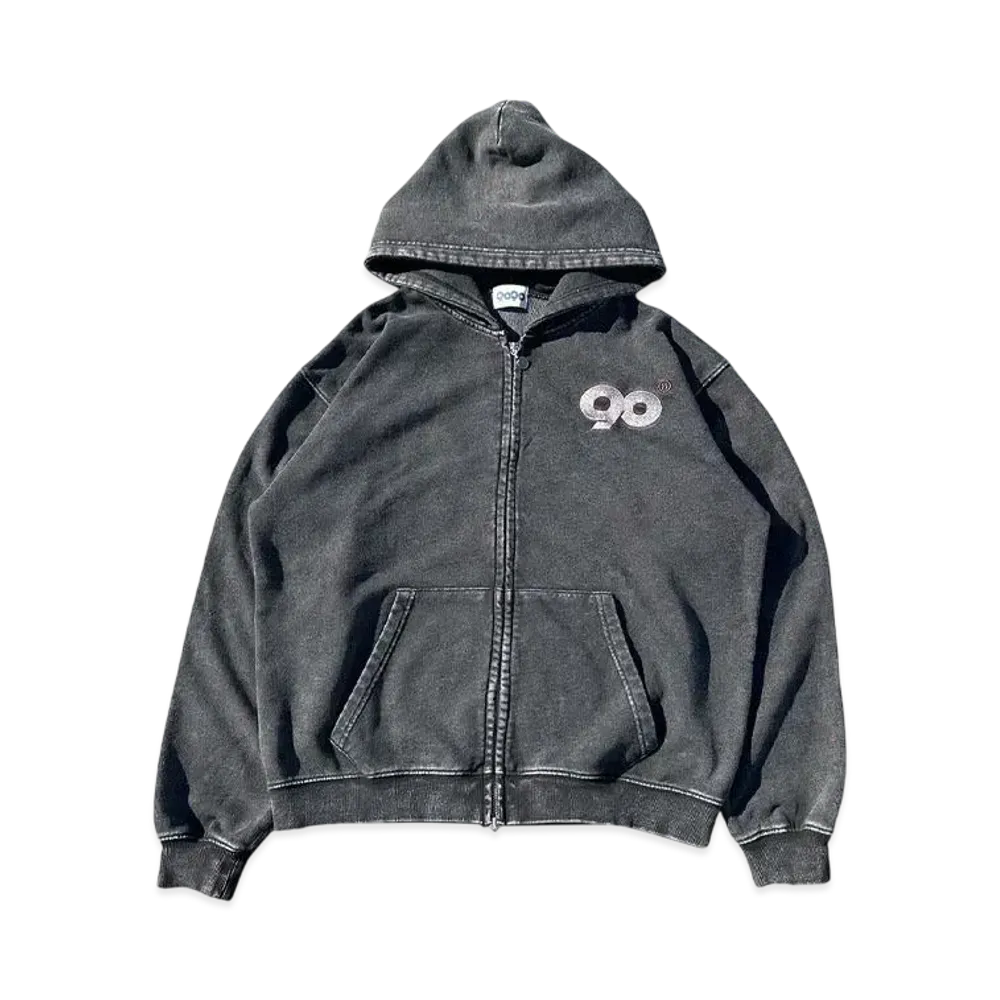 9090 90 Logo Assort Zip Hoodie "PIGMENT BLACK"