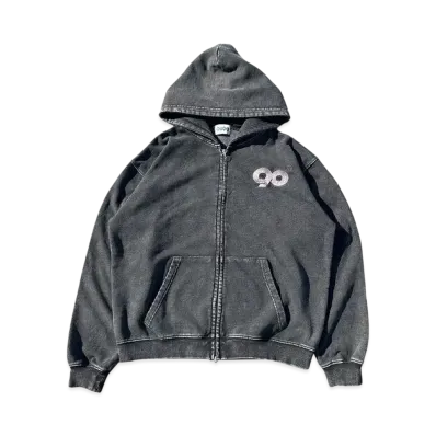 9090 90 Logo Assort Zip Hoodie "PIGMENT BLACK"