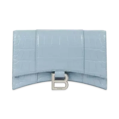 BALENCIAGA Hourglass Wallet With Chain "Blue"