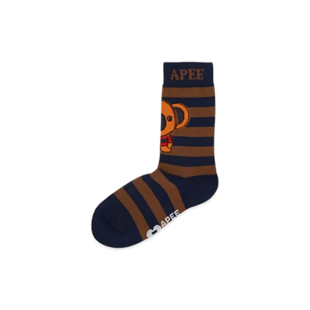A BATHING APE APEE Baby Core Jacquard Stripe Socks "Navy"