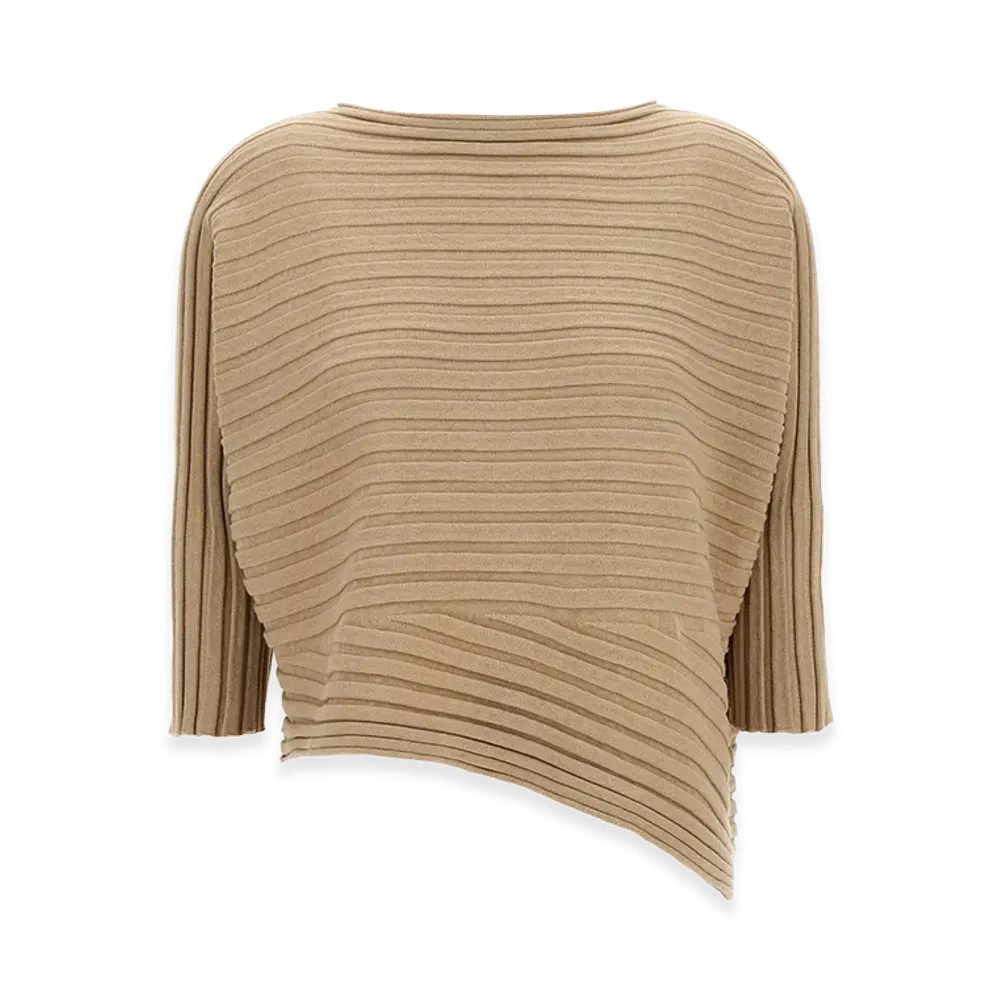 ISSEY MIYAKE Womens Cotton Cashmere Knit Top "Beige"