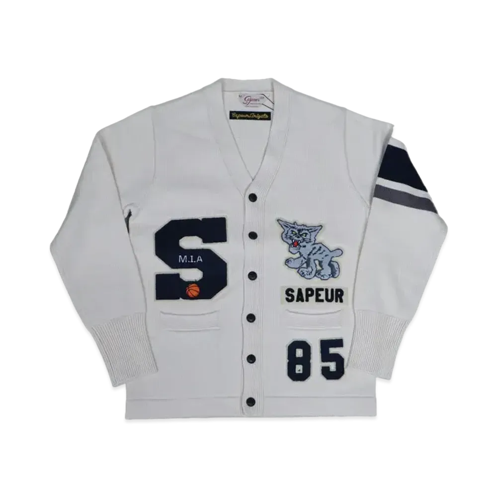 SAPEur Lettered Cardigan Jacket "Off White"