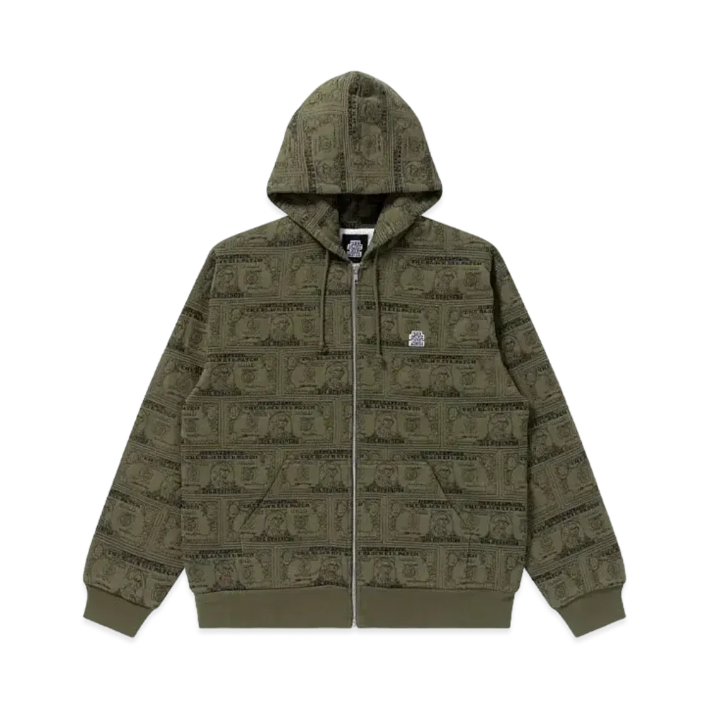 BlackEyePatch Dollar Bill Covered Zip Hoodie "Olive"