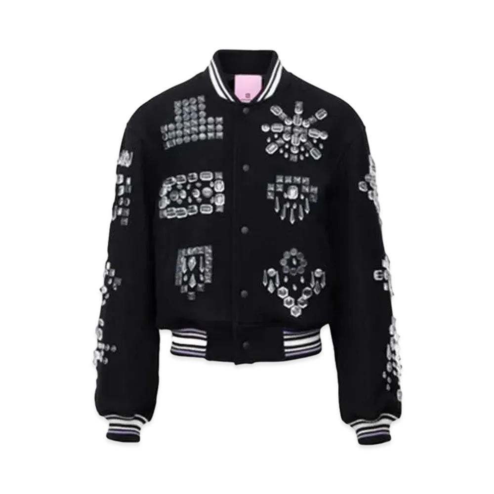 ANREALAGE Bijou Decorative Baseball Jumper "Black"