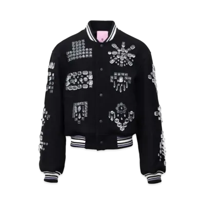 ANREALAGE Bijou Decorative Baseball Jumper "Black"