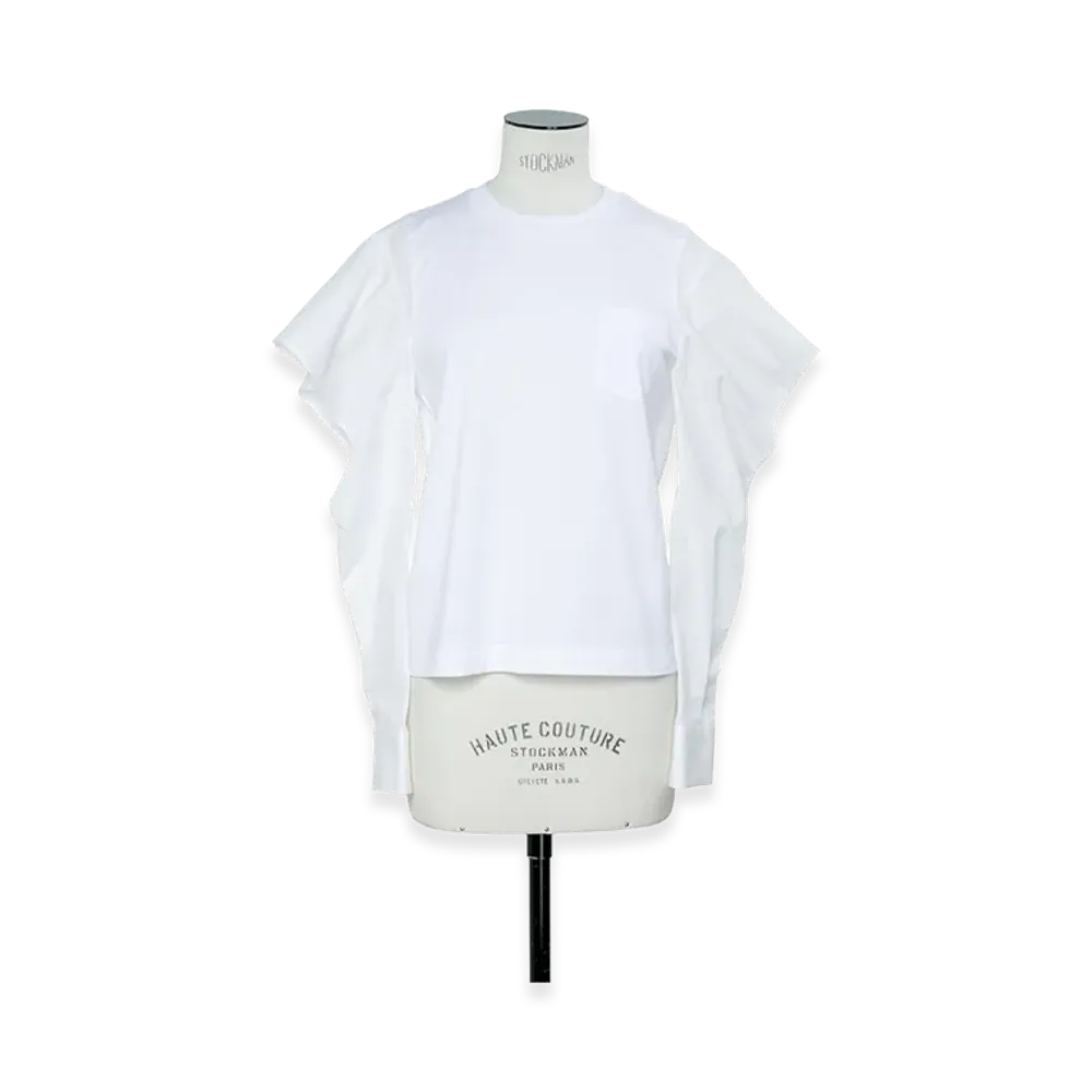 sacai Poplin Cotton Jersey T-Shirt "White"