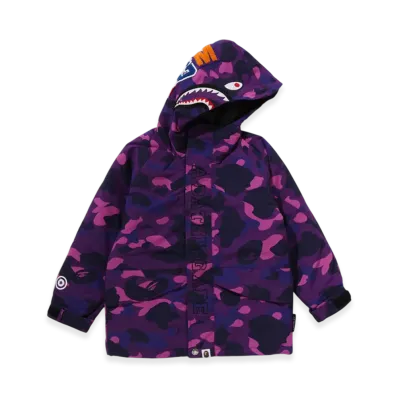 A BATHING APE Color Camo Shark Snowboard Jacket (Kids) "Purple"