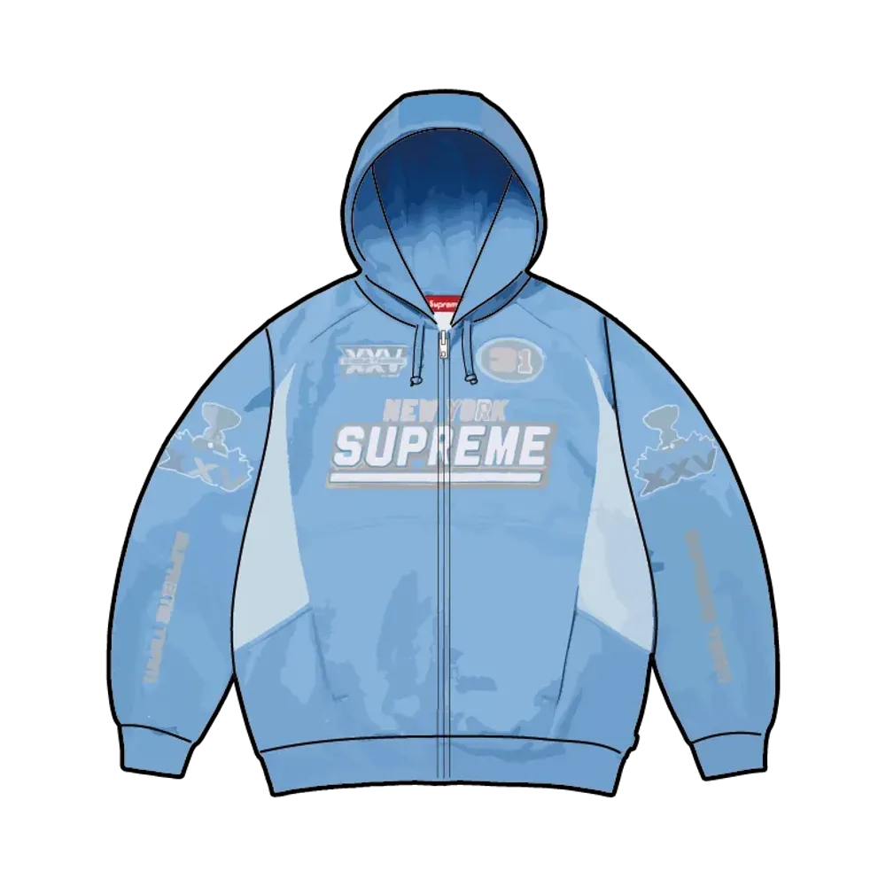 Supreme Football Zip Up Hooded Sweatshirt "Light Blue"