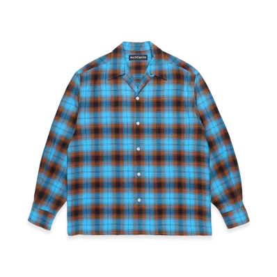 WACKO MARIA Ombre Check Open Collar Shirt "Blue"