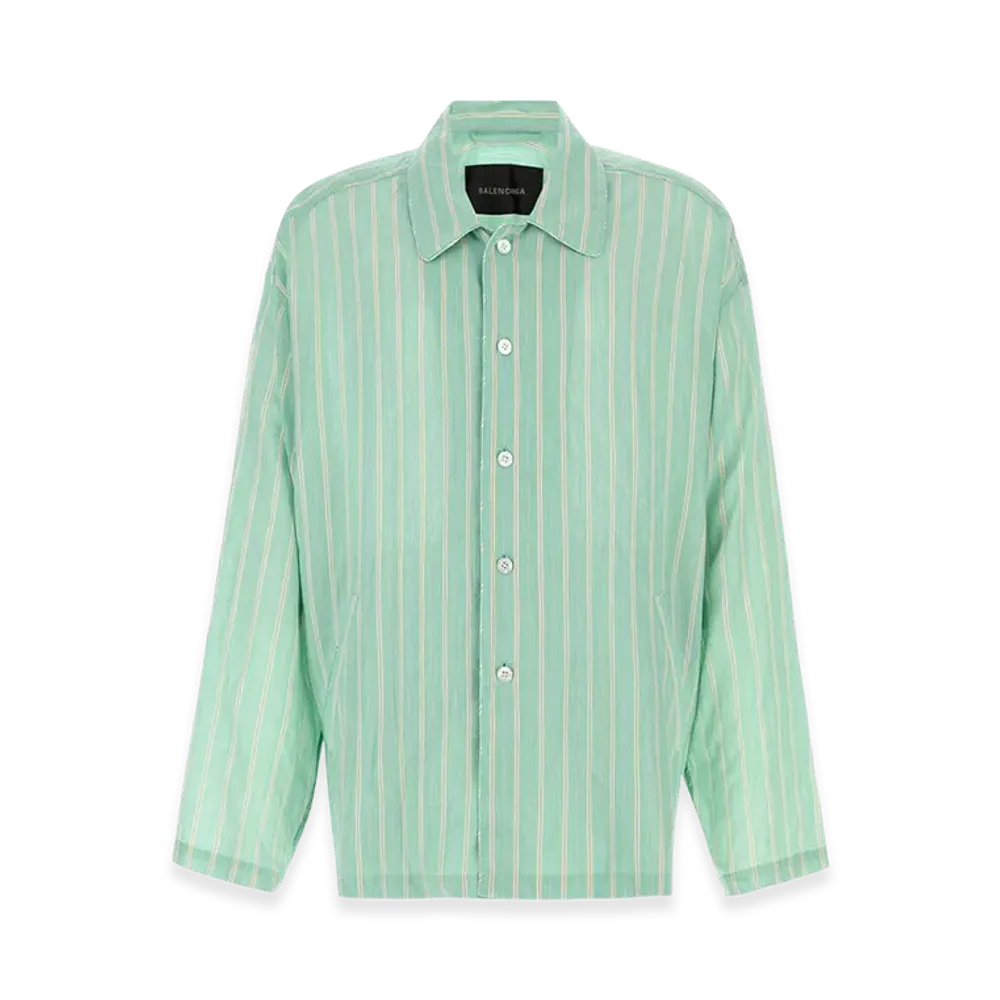 BALENCIAGA Embroidered Cupro Blend Oversize Shirt "Stripped"