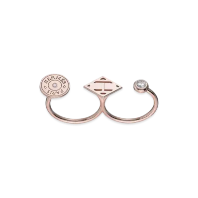 Hermes Gambade Double Ring "Pink Gold/Diamond"