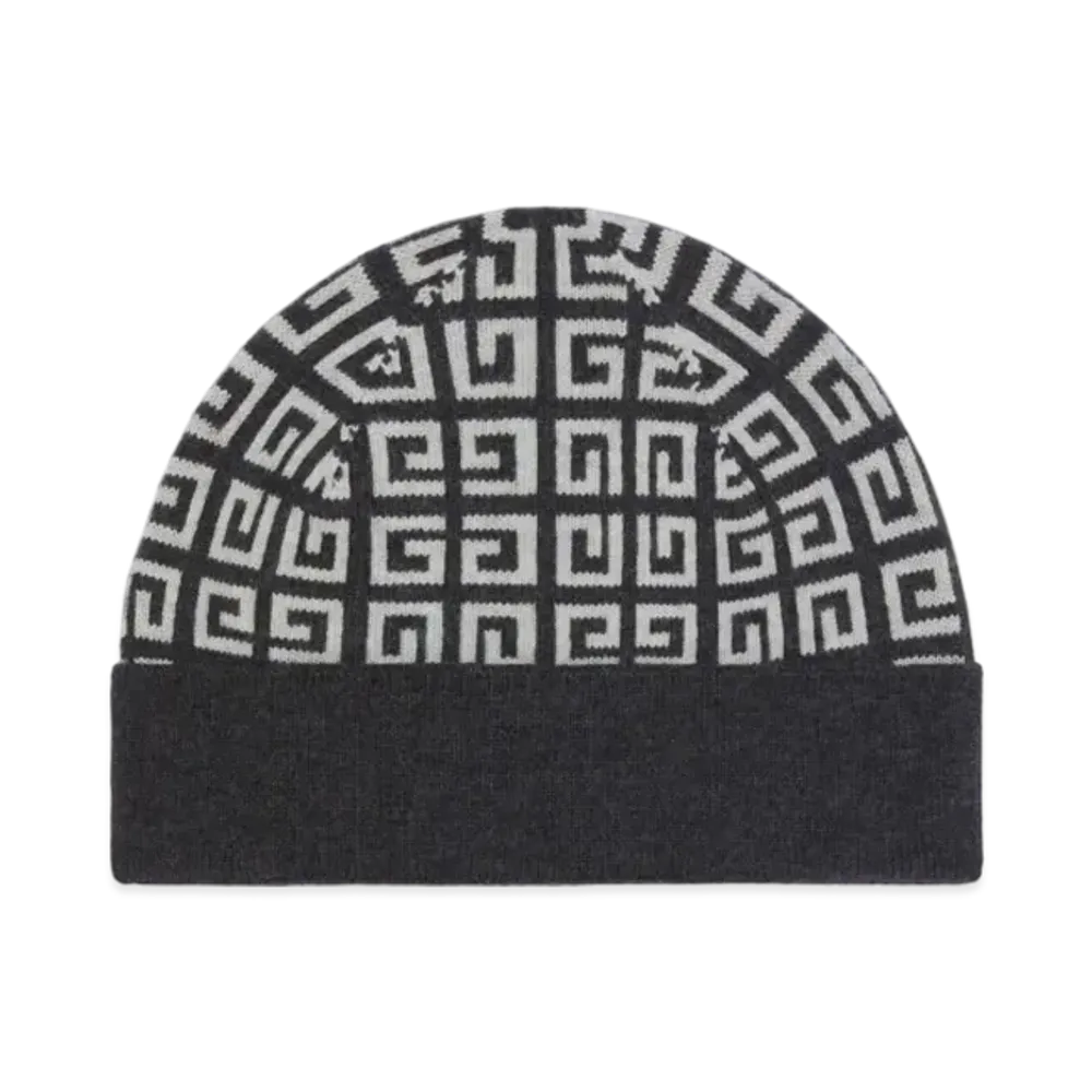 GIVENCHY Double Sided Beanie In Wool And Cashmere "Dark Grey"
