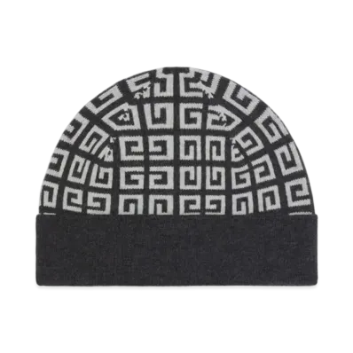 GIVENCHY Double Sided Beanie In Wool And Cashmere "Dark Grey"