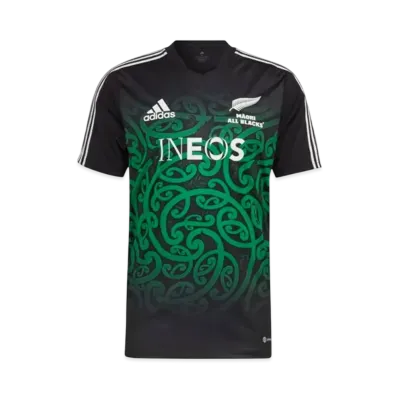 adidas Maori All Blacks Rugby Performance T-Shirt "Black/Team Green"
