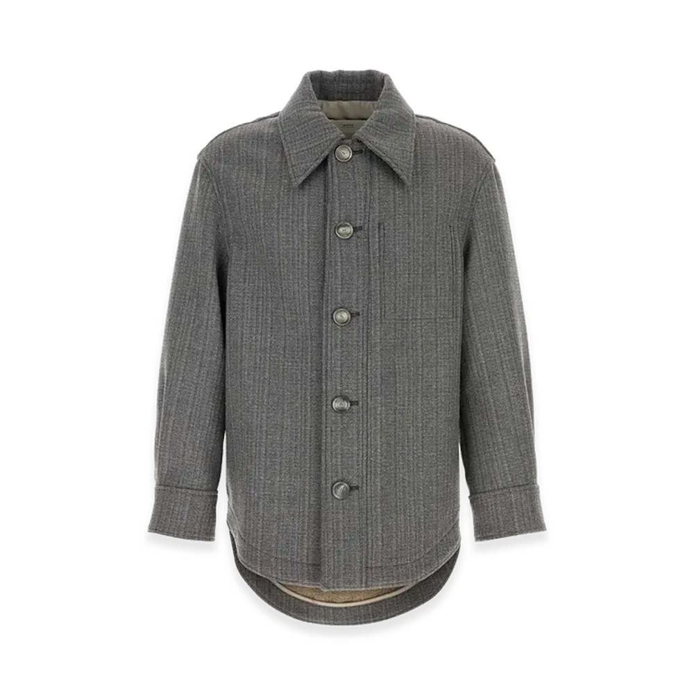 AMI PARIS Wool Blend Overcoat "Grey"