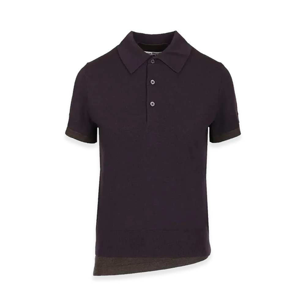 Acne Studios Women's Layered Wool Polo Shirt "Violet"