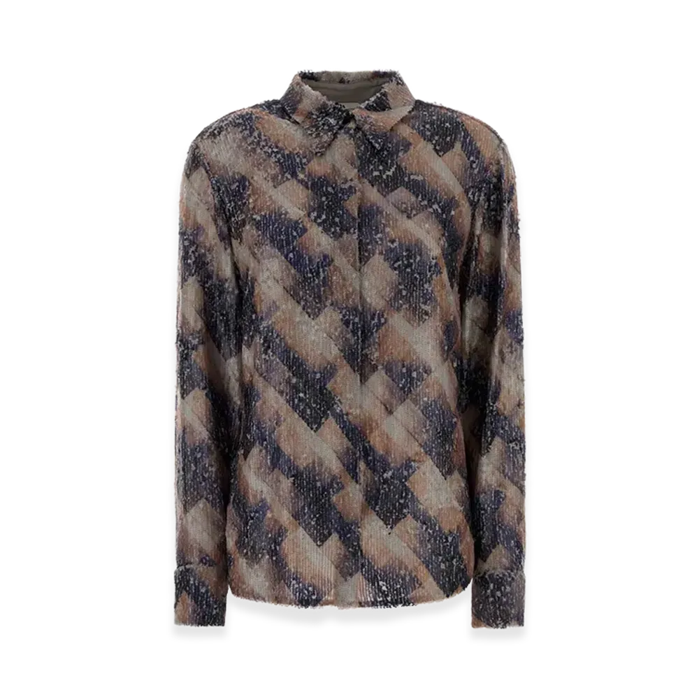 DRIES VAN NOTEN Women's Embellished Viscose Chowy Shirt "Violet"