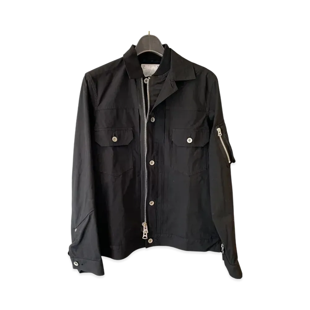 Sacai Cotton Nylon Oxford Blouson Jacket "Black"