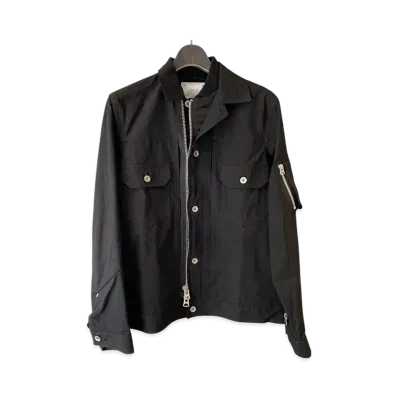 Sacai Cotton Nylon Oxford Blouson Jacket "Black"