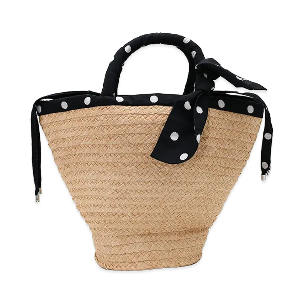 PATOU Women's Raffia Large Bucket Bag "Meteoriteblue"