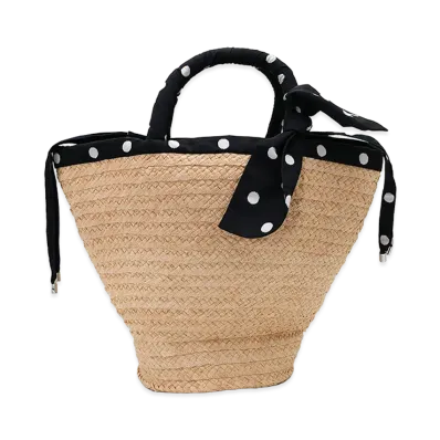 PATOU Women's Raffia Large Bucket Bag "Meteoriteblue"