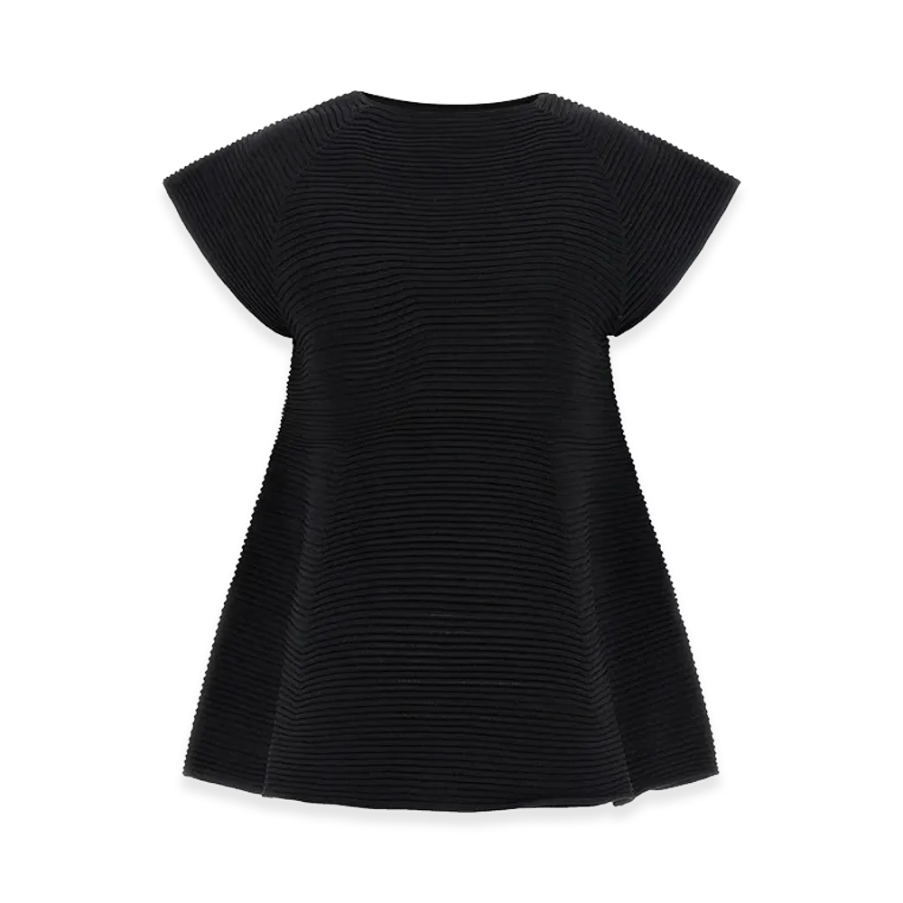 ISSEY MIYAKE Womens Corrugated Knit Dress "Black"