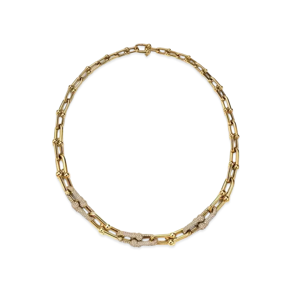 Tiffany & Co. Tiffany HardWear Graduated Link Necklace with Pave Diamonds 18K "Yellow Gold"