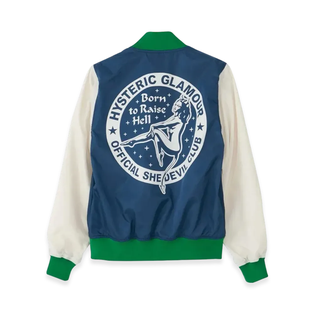 HYSTERIC GLAMOUR Born to Raise Hell Stadium Jacket "Navy"