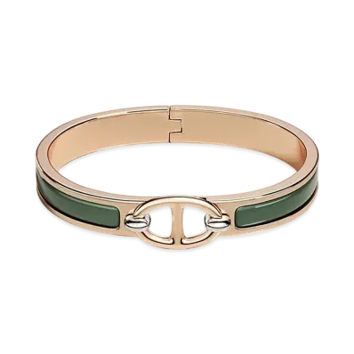 Hermes Mini Clic Chaine D'ancre Bracelet "Vert Cypres/Pink Gold"