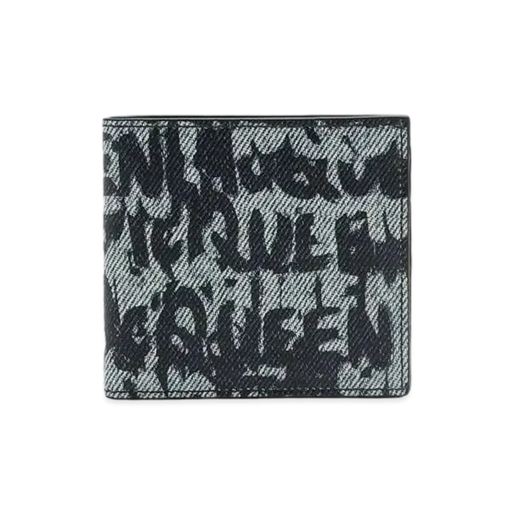 Alexander McQUEEN McQueen Graffiti Billfold Wallet "Blue"