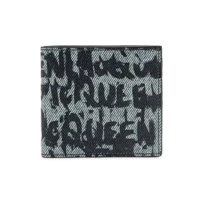 Alexander McQUEEN McQueen Graffiti Billfold Wallet "Blue"