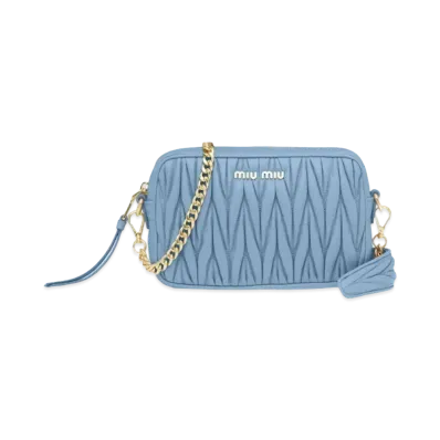 MIU MIU Matelase Resurer Shoulder Bag "Light Blue"