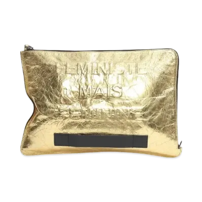 CHANEL VOTEZ COCO Clutch Bag Patent Vintage Calf "Gold"