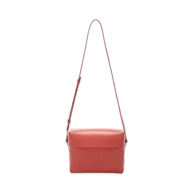 Jil Sander Lid Crossbody Leather Bag With Embossed Logo "Brick"