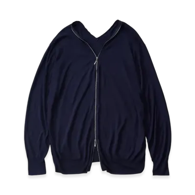 NICENESS S.Fabrice Silk Double Fronted Cardigan "Darknavy"
