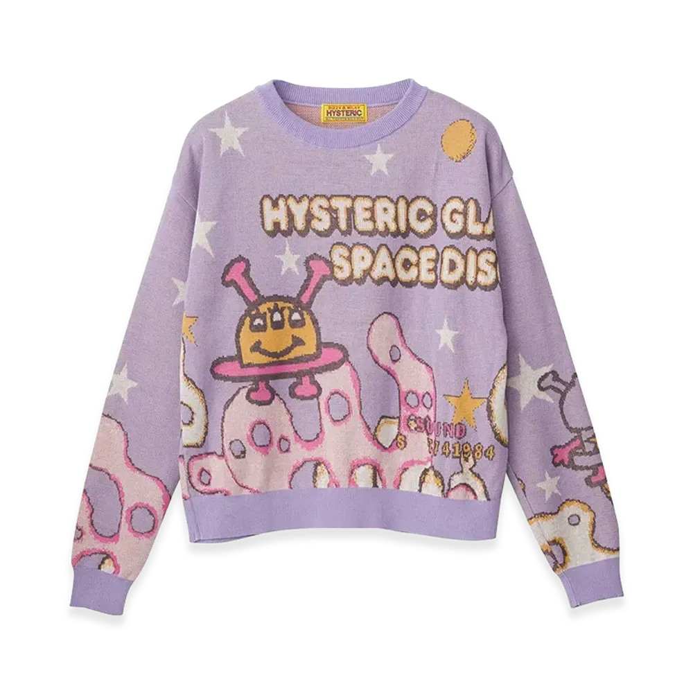 HYSTERIC GLAMOUR Women's SPACE DISCO Jacquard Sweater "Purple"